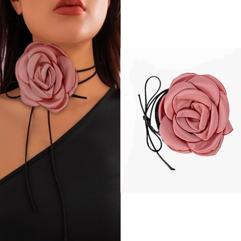 Pink Rose Choker Necklace *New*